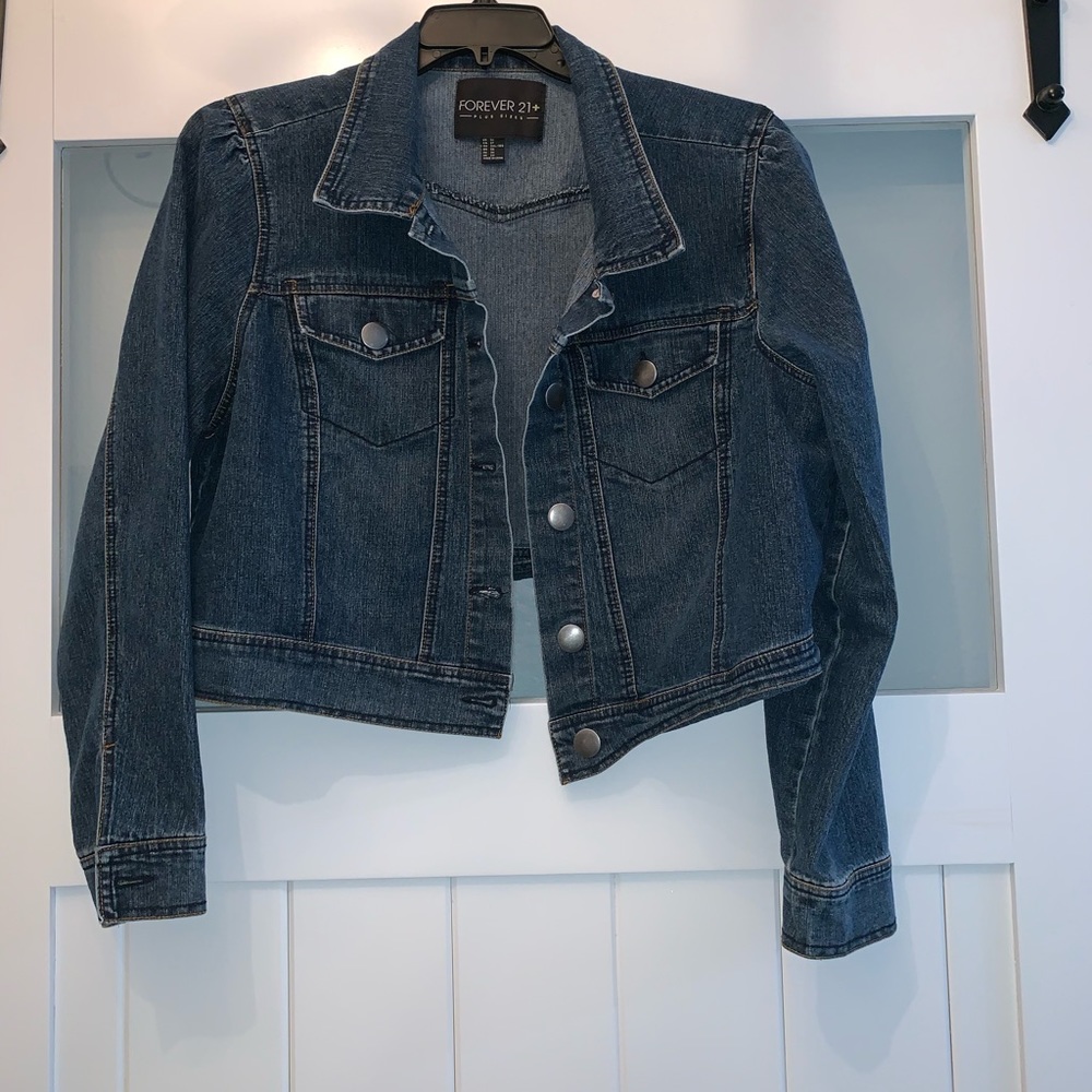 Forever 21+ cropped Blue Jean Jacket, Size 3X